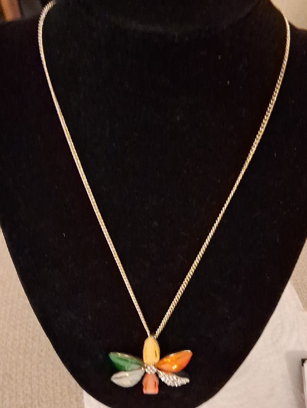 Multicolor Petal Necklace with Gold Chain